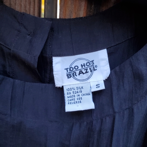 VINTAGE 80s TOO HOT BRAZIL Black Silk One Piece Jumpsuit S Retro Minimalist - Picture 7 of 11